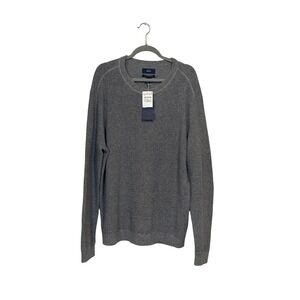 1901 Nordstrom Mens 2XL Cotton Cashmere Blend Crewneck Sweater Grey Waffle Knit